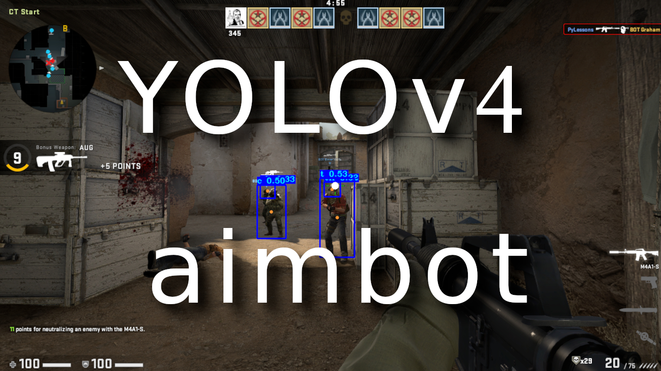 Counter-strike Global Offensive realtime YOLOv4 Object Detection aimbot